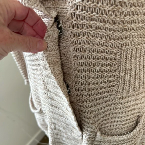 Eddie Bauer Chunky Knit Shawl Collar Cardigan Sweater Tan Beige Size Large - Picture 6 of 16